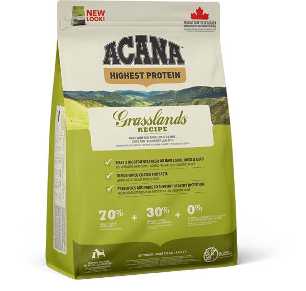 NS CANADA EMEA APAC ACANA Highest Protein Grasslands Dog Front Right 2kg_138