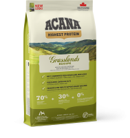 NS CANADA EMEA APAC ACANA Highest Protein Grasslands Dog Front Right 114kg_140 NS CANADA EMEA APAC ACANA Highest Protein Grasslands Dog Front Right 114kg_140