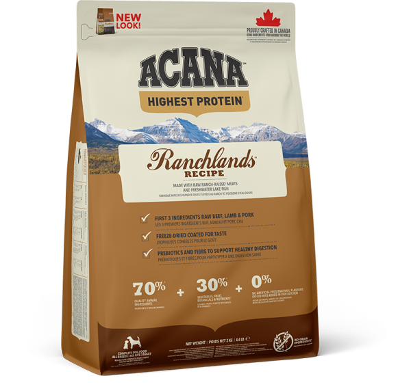 NS CANADA EMEA APAC ACANA Highest Protein Ranchlands Dog Front Right 2kg_142